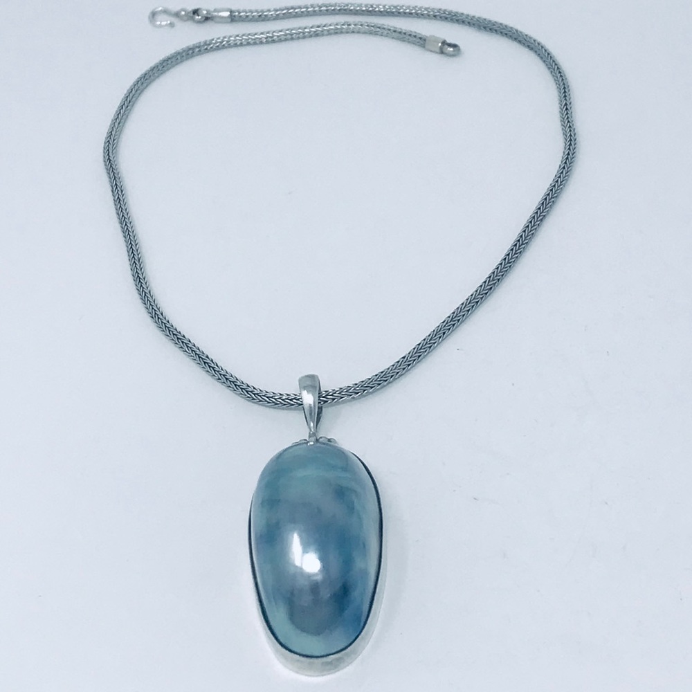Genuine Osmena blue Pearl sterling silver Pendant